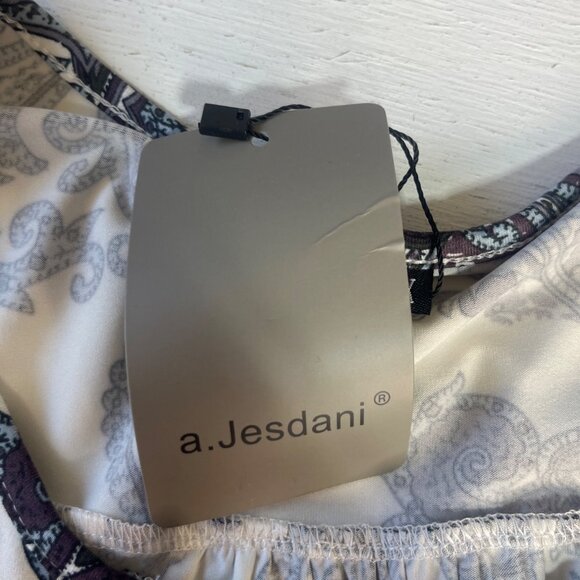 a Jesdani Paisley Print Shirt Womens 1X Blue White New Short Sleeve - Picture 9 of 10